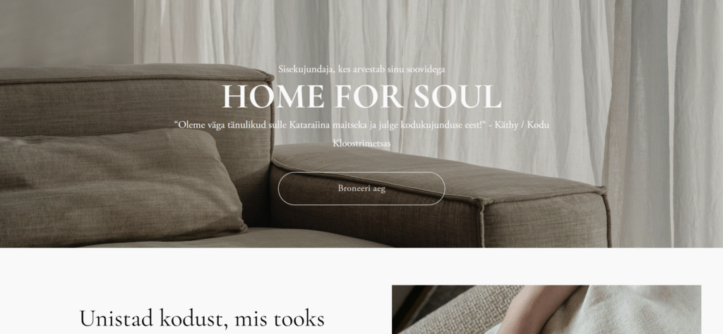 Home For Souli kodulehe pilt, sest arendasime nende kodulehe SEO'd